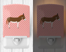 Load image into Gallery viewer, Miniature Mediterranian Donkey Pink Check Ceramic Night Light BB7847CNL
