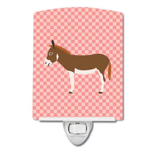 Load image into Gallery viewer, Miniature Mediterranian Donkey Pink Check Ceramic Night Light BB7847CNL