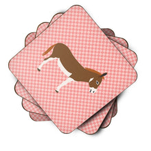 Load image into Gallery viewer, Miniature Mediterranian Donkey Pink Check Foam Coaster  BB7847FC