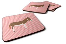 Load image into Gallery viewer, Miniature Mediterranian Donkey Pink Check Foam Coaster  BB7847FC