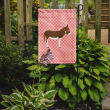 Load image into Gallery viewer, Miniature Mediterranian Donkey Pink Check Garden Flag - Outdoor Decorative Yard Flag