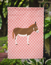 Load image into Gallery viewer, Miniature Mediterranian Donkey Pink Check Garden Flag - Outdoor Decorative Yard Flag