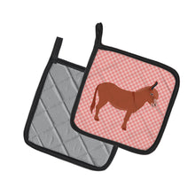 Load image into Gallery viewer, Irish Donkey Pink Check Pot Holders - Set of 2 - Heat-Resistant Kitchen Essentials BB7848PTHD