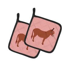 Load image into Gallery viewer, Irish Donkey Pink Check Pot Holders - Set of 2 - Heat-Resistant Kitchen Essentials BB7848PTHD