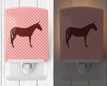 Load image into Gallery viewer, Hinny Horse Donkey Pink Check Ceramic Night Light BB7850CNL