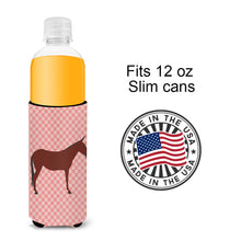 Load image into Gallery viewer, Hinny Horse Donkey Pink Check   Hugger for slim cans