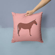 Load image into Gallery viewer, Hinny Horse Donkey Pink Check Throw Pillow - 14x14 Decorative Pillow – Art for Your Home &amp; Patio BB7850PW1414