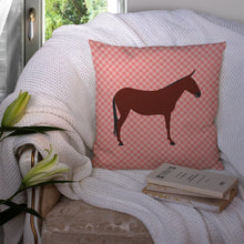 Load image into Gallery viewer, Hinny Horse Donkey Pink Check Throw Pillow - 14x14 Decorative Pillow – Art for Your Home &amp; Patio BB7850PW1414