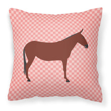 Load image into Gallery viewer, Hinny Horse Donkey Pink Check Fabric Decorative Pillow BB7850PW1818
