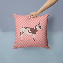 Load image into Gallery viewer, American Spotted Donkey Pink Check Throw Pillow - 14x14 Decorative Pillow – Art for Your Home &amp; Patio BB7851PW1414
