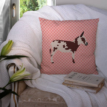 Load image into Gallery viewer, American Spotted Donkey Pink Check Throw Pillow - 14x14 Decorative Pillow – Art for Your Home &amp; Patio BB7851PW1414