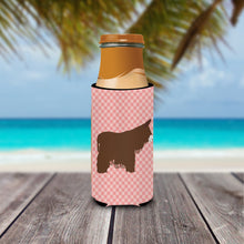 Load image into Gallery viewer, Poitou Poiteuin Donkey Pink Check   Hugger for slim cans