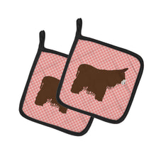 Load image into Gallery viewer, Poitou Poiteuin Donkey Pink Check Pot Holders - Set of 2 - Heat-Resistant Kitchen Essentials BB7852PTHD