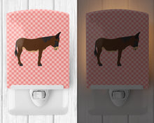 Load image into Gallery viewer, Zamorano-Leones Donkey Pink Check Ceramic Night Light BB7853CNL