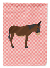 Load image into Gallery viewer, Zamorano-Leones Donkey Pink Check Garden Flag - Outdoor Decorative Yard Flag