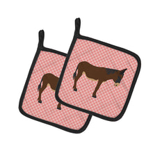 Load image into Gallery viewer, Zamorano-Leones Donkey Pink Check Pot Holders - Set of 2 - Heat-Resistant Kitchen Essentials BB7853PTHD