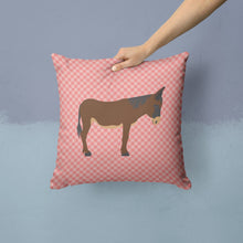 Load image into Gallery viewer, Zamorano-Leones Donkey Pink Check Throw Pillow - 14x14 Decorative Pillow – Art for Your Home &amp; Patio BB7853PW1414