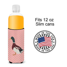 Load image into Gallery viewer, Rouen Duck Pink Check   Hugger for slim cans
