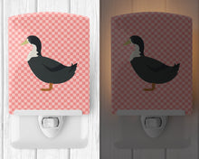 Load image into Gallery viewer, Blue Swedish Duck Pink Check Ceramic Night Light BB7862CNL