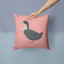 Load image into Gallery viewer, Blue Swedish Duck Pink Check Throw Pillow - 14x14 Decorative Pillow – Art for Your Home &amp; Patio BB7862PW1414