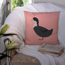 Load image into Gallery viewer, Blue Swedish Duck Pink Check Throw Pillow - 14x14 Decorative Pillow – Art for Your Home &amp; Patio BB7862PW1414