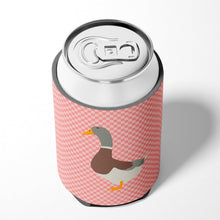 Load image into Gallery viewer, Saxony Sachsenente Duck Pink Check Can or Bottle Hugger BB7863CC