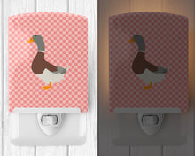 Load image into Gallery viewer, Saxony Sachsenente Duck Pink Check Ceramic Night Light BB7863CNL