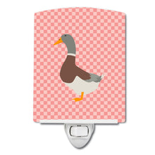 Load image into Gallery viewer, Saxony Sachsenente Duck Pink Check Ceramic Night Light BB7863CNL