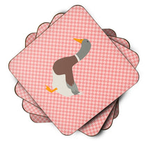 Load image into Gallery viewer, Saxony Sachsenente Duck Pink Check Foam Coaster  BB7863FC