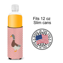 Load image into Gallery viewer, Saxony Sachsenente Duck Pink Check   Hugger for slim cans