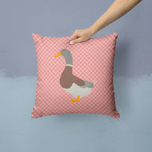 Load image into Gallery viewer, Saxony Sachsenente Duck Pink Check Throw Pillow - 14x14 Decorative Pillow – Art for Your Home &amp; Patio BB7863PW1414