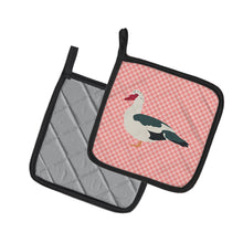 Load image into Gallery viewer, Muscovy Duck Pink Check Pot Holders - Set of 2 - Heat-Resistant Kitchen Essentials BB7864PTHD