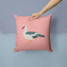 Load image into Gallery viewer, Muscovy Duck Pink Check Throw Pillow - 14x14 Decorative Pillow – Art for Your Home &amp; Patio BB7864PW1414