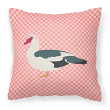 Load image into Gallery viewer, Muscovy Duck Pink Check Fabric Decorative Pillow BB7864PW1818