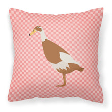Load image into Gallery viewer, Indian Runner Duck Pink Check Fabric Decorative Pillow BB7865PW1818