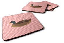 Load image into Gallery viewer, Khaki Campbell Duck Pink Check Foam Coaster  BB7866FC