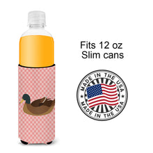 Load image into Gallery viewer, Khaki Campbell Duck Pink Check   Hugger for slim cans