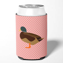 Load image into Gallery viewer, Silver Bantam Duck Pink Check Can or Bottle Hugger BB7867CC