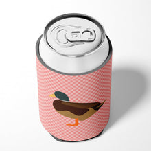 Load image into Gallery viewer, Silver Bantam Duck Pink Check Can or Bottle Hugger BB7867CC