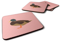 Load image into Gallery viewer, Silver Bantam Duck Pink Check Foam Coaster  BB7867FC