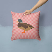 Load image into Gallery viewer, Silver Bantam Duck Pink Check Throw Pillow - 14x14 Decorative Pillow – Art for Your Home &amp; Patio BB7867PW1414