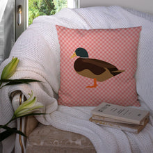 Load image into Gallery viewer, Silver Bantam Duck Pink Check Throw Pillow - 14x14 Decorative Pillow – Art for Your Home &amp; Patio BB7867PW1414
