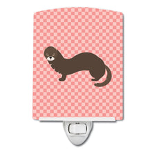 Load image into Gallery viewer, Russian or European Mink Pink Check Ceramic Night Light BB7868CNL