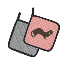 Load image into Gallery viewer, Russian or European Mink Pink Check Pot Holders - Set of 2 - Heat-Resistant Kitchen Essentials BB7868PTHD