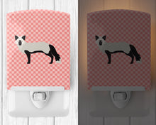 Load image into Gallery viewer, Silver Fox Pink Check Ceramic Night Light BB7871CNL