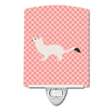 Load image into Gallery viewer, Stoat Short-tailed Weasel Pink Check Ceramic Night Light BB7872CNL