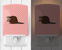 Load image into Gallery viewer, Eurasian Beaver Pink Check Ceramic Night Light BB7873CNL