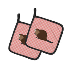 Load image into Gallery viewer, Eurasian Beaver Pink Check Pot Holders - Set of 2 - Heat-Resistant Kitchen Essentials BB7873PTHD