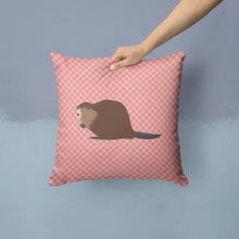 Load image into Gallery viewer, Eurasian Beaver Pink Check Throw Pillow - 14x14 Decorative Pillow – Art for Your Home &amp; Patio BB7873PW1414