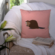 Load image into Gallery viewer, Eurasian Beaver Pink Check Throw Pillow - 14x14 Decorative Pillow – Art for Your Home &amp; Patio BB7873PW1414